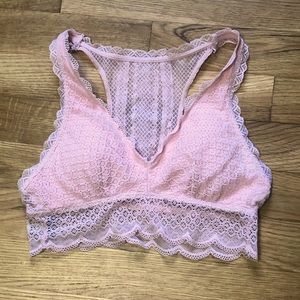 Aerie Pink Lace Bralette Size XS